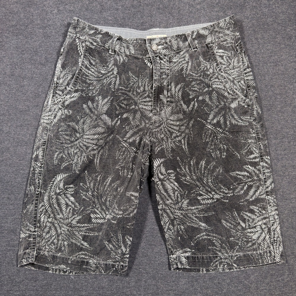 Carbon 2 Cobalt Shorts Mens 30 Grey Palm Print Linen Blend Casual Summer Floral